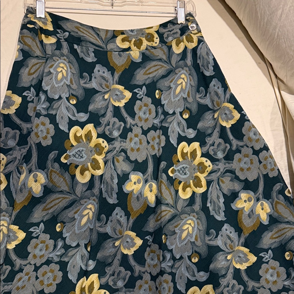 Jones New York A-Line Skirt - Teal and Yellow Floral